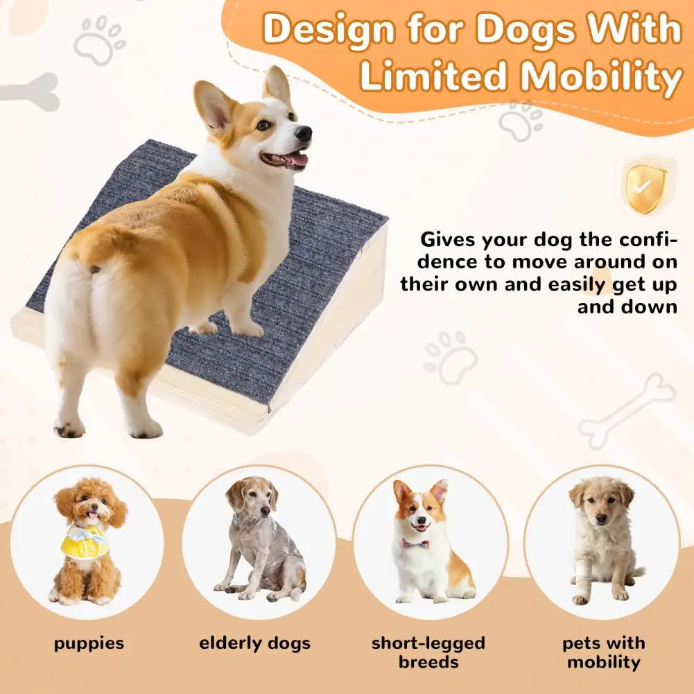 Wooden Pet Ramp, Low Angle for Small Dogs/Cats, Easy Assembly