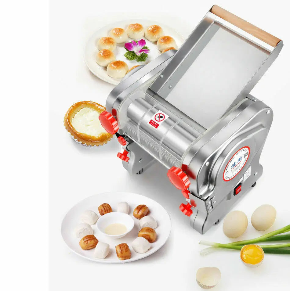 550W Electric Pasta Maker Noodle Machine, Dumpling Skin Roller, Full Stainless Steel Dual Knife Noodle Maker