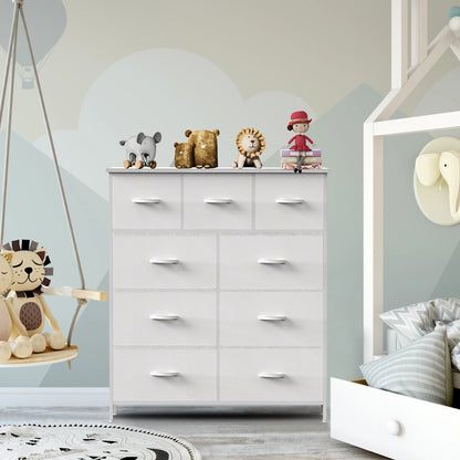Dresser For Bedroom With 9 Fabric Storage Drawers, Tall Chest Organizer