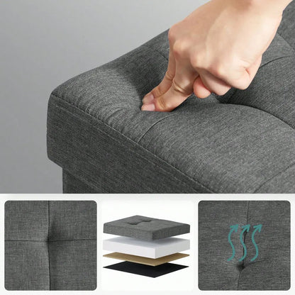 Storage Ottoman Bench, Foldable Foot Rest With Legs, 15 X 30 X 15.2 Inches