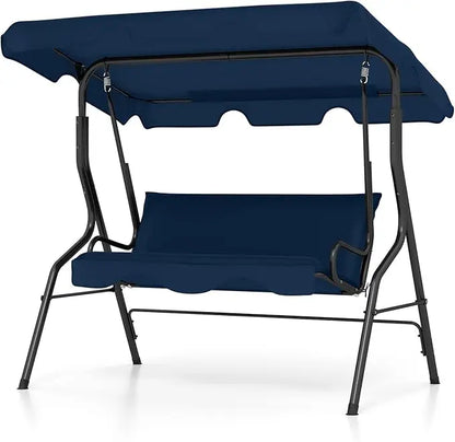 3 Person Porch Swing, with Removable Cushions and Powder Coated Steel Frame, with Canopy