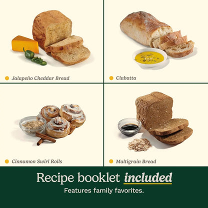 Automatic Stainless Steel Bread Machine with 12 Menus, 3 Loaf Sizes up to 2 Lb., and Removable Nonstick Pan
