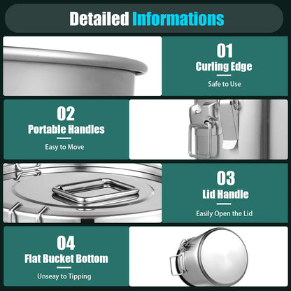 12L 304 Stainless Steel Kitchen Container for Rice, Oil, Airtight Durable, Corrosion Resistant
