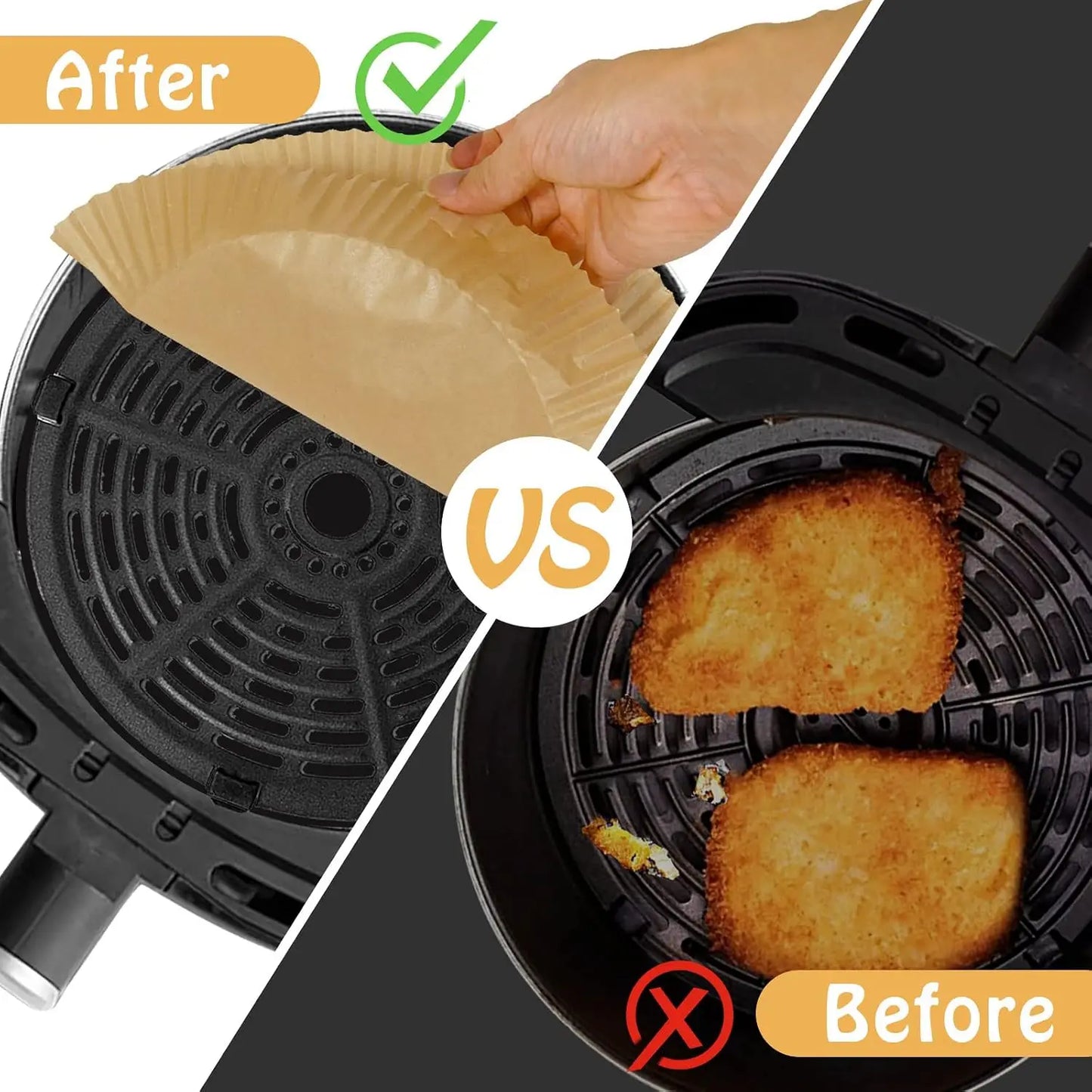 125 Pcs Disposable Air Fryer Liners, Unbleached Paper for 4-8QT Baskets, BPA-Free, Heat Resistant to 450°F