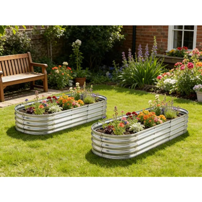 6 ft x 2 ft Raised Garden Bed, Metal Elevated Planter for Vegetable Flower Herb 2pk