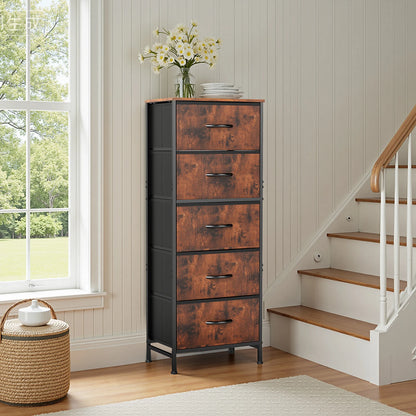 48IN Dresser With 5 Fabric Drawers, Steel Frame