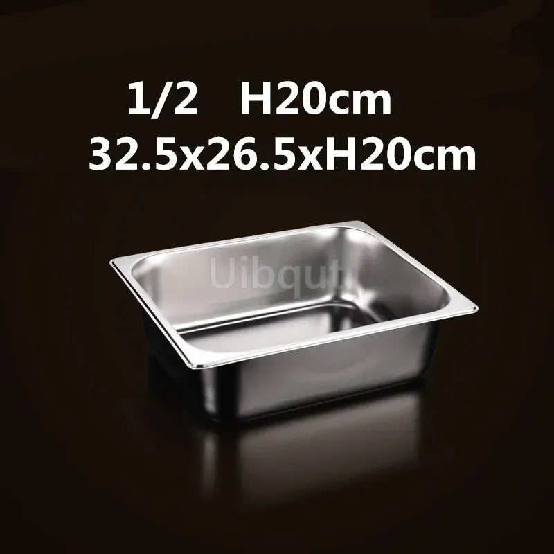 Square pot Kitchen Pans, 304 stainless steel 1/9 1/6 1/4 1/3 Food Chafing pans, Buffet Containers Lid 0.7 mm