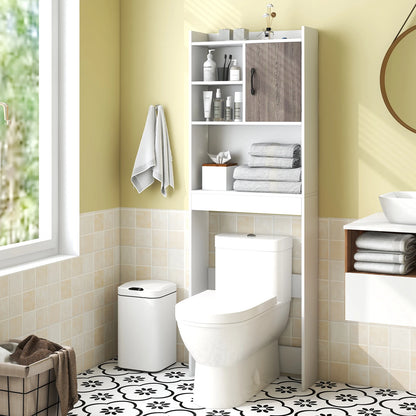 Over The Toilet Storage Cabinet, Bathroom Space Saver w/ Open Shelves & Door