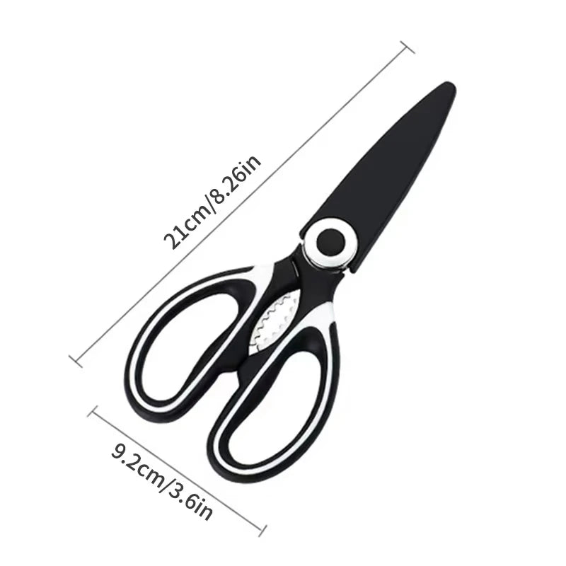 Multifunctional kitchen scissors, stainless steel