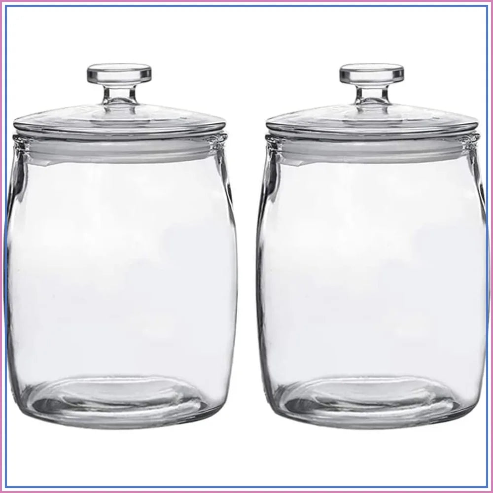 Half Gallon Glass Jars with Lid, Wide Mouth Cookie Jar Set of 2, Apothecary Jar for Candy, Kitchen Storage