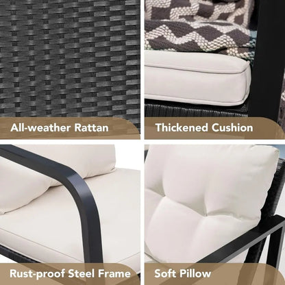 3 Piece Rocking Bistro Set, Wicker Outdoor Furniture