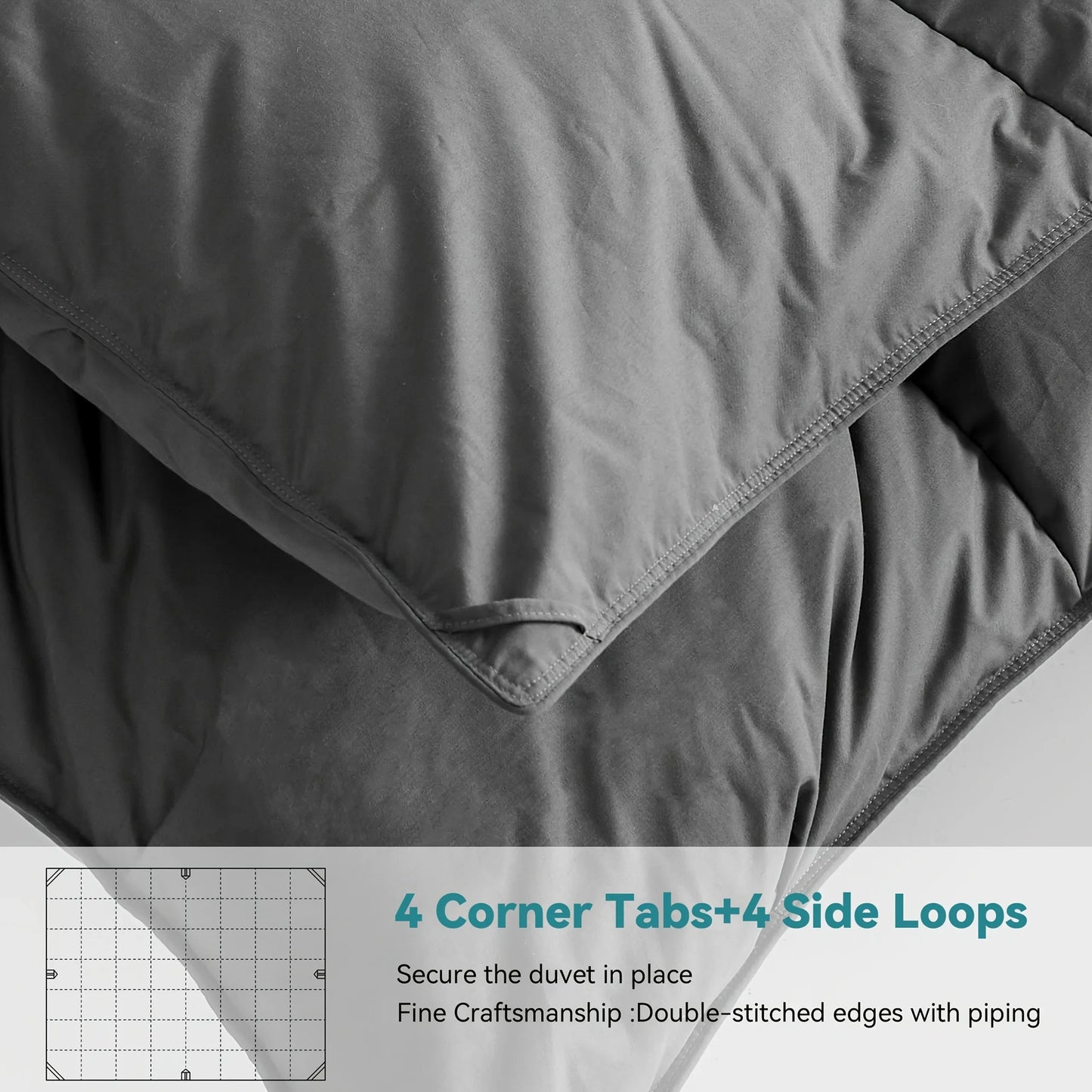 Opulent Pinch-Pleated Goose Down Duvet, Suitable for All Seasons, 100% Cotton Fabric