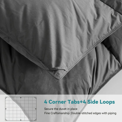 Opulent Pinch-Pleated Goose Down Duvet, Suitable for All Seasons, 100% Cotton Fabric