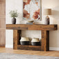 63" Console Table, Farmhouse 2-Tier Entryway Table with U-Shaped Base, Narrow Long Wood Sofa Table, Behind Couch Table