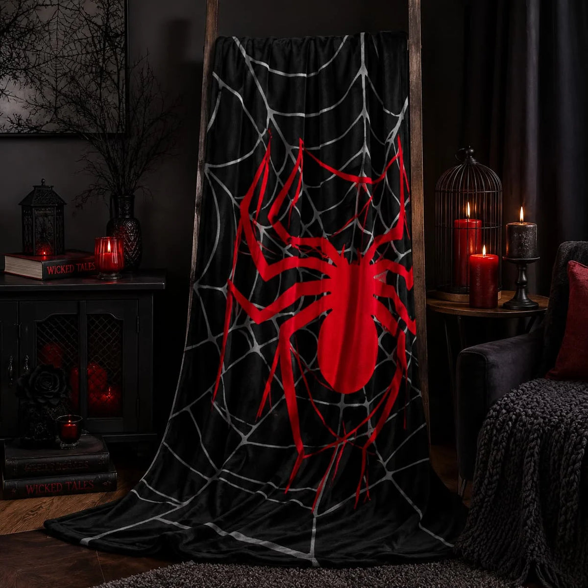 1pc Soft Flannel Blanket with Spider Print Design, Perfect for Napping, Working, Studying, or Traveling