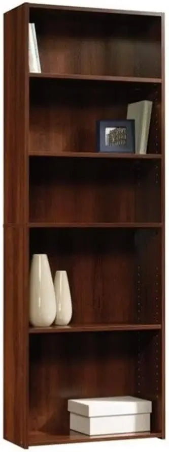 Engineered Wood 5-Shelf Bookcase, 71.2" H x 24.6" W x 11.5" D, Brook Cherry Finish, Adjustable Shelves
