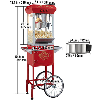 Electric Popcorn Maker, Commercial Popper Machine  with Scoop Spoon