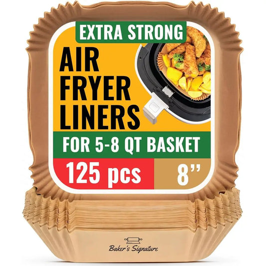 Disposable Liners, 125Pcs Air Fryer, Non-Stick and Oil Proof, 8” Square or 5-8 qt Basket