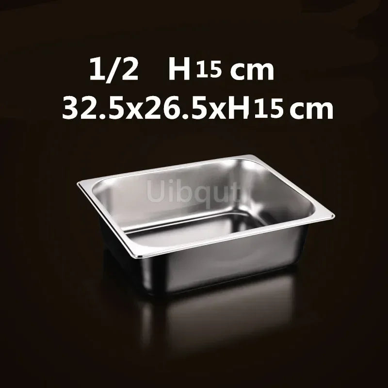 Square pot Kitchen Pans, 304 stainless steel 1/9 1/6 1/4 1/3 Food Chafing pans, Buffet Containers Lid 0.7 mm