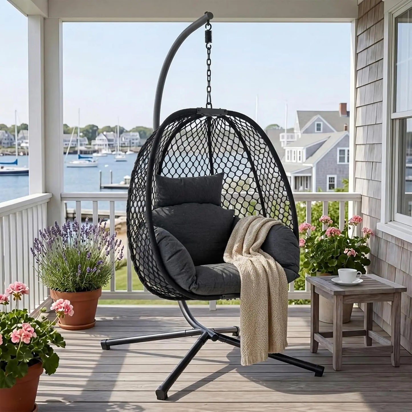 Double Outdoor Egg Swing Chair with Stand