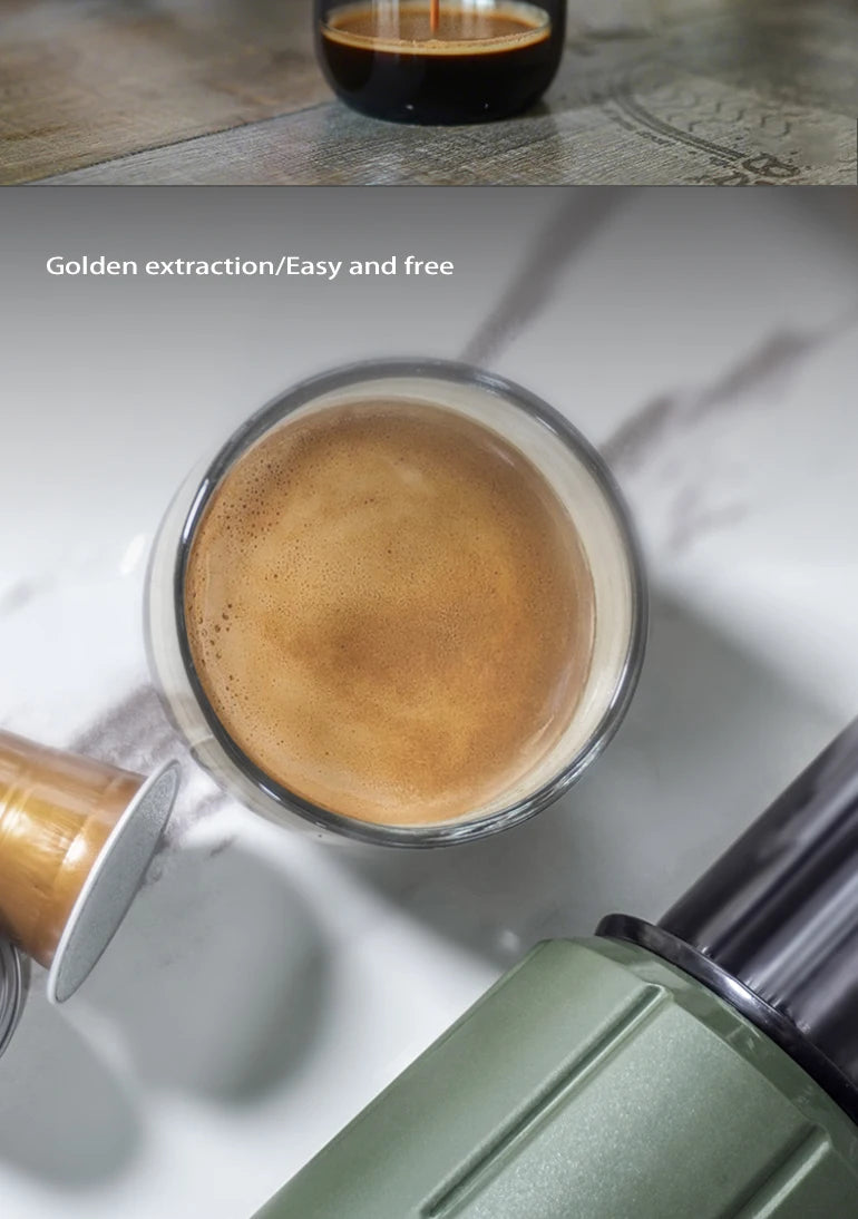 2 in 1 Portable Coffee Machine, Hot/Cold Water Manual Espresso Maker For Capsule & Ground