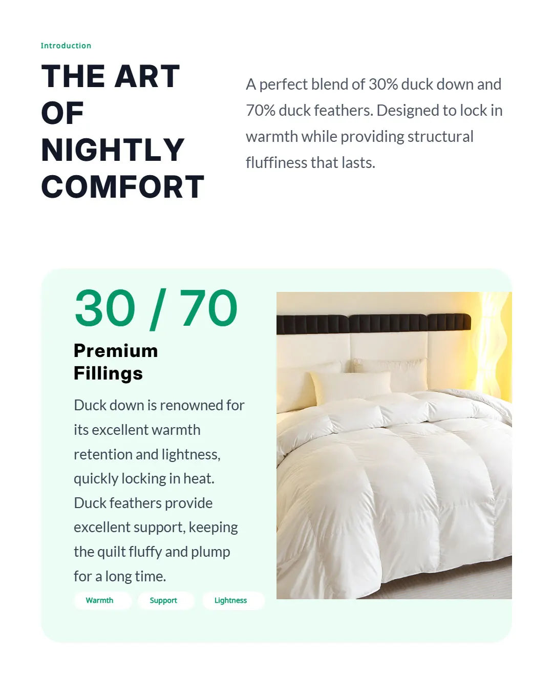 1 Piece Duck Feather Quilted Comforter - 100% Duck Feather Bedding for Allergy Sufferers