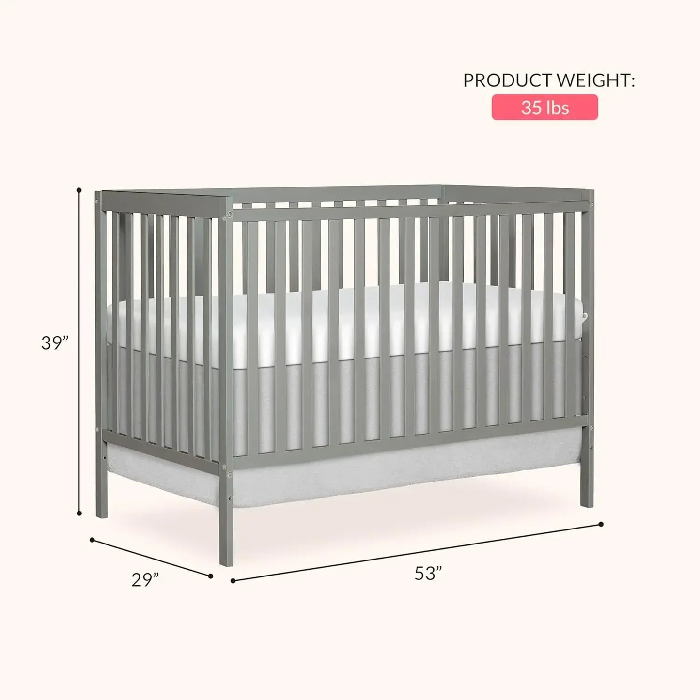 5-in-1 Convertible Full-Size Baby Crib with Toddler, Day & Full Bed