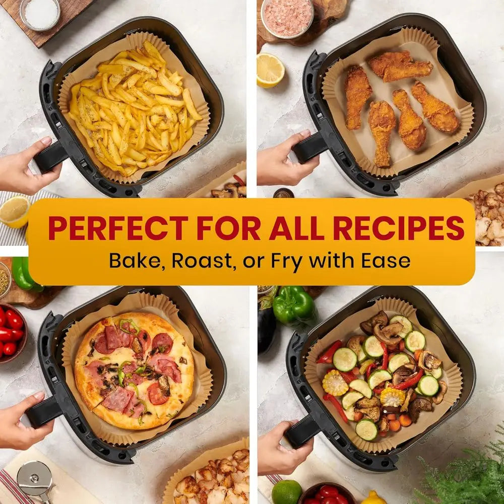 Disposable Liners, 125Pcs Air Fryer, Non-Stick and Oil Proof, 8” Square or 5-8 qt Basket