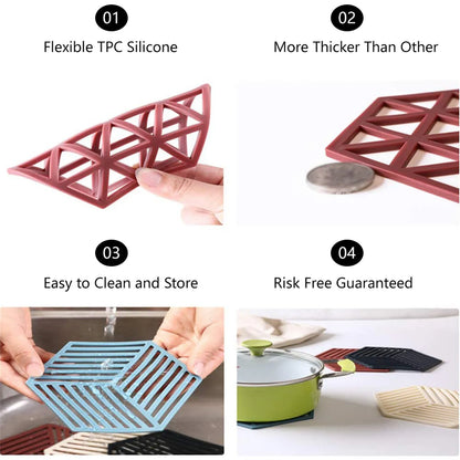 Silicone Trivet Mats, Hexagon Heat Resistant Kitchen Counter Mat