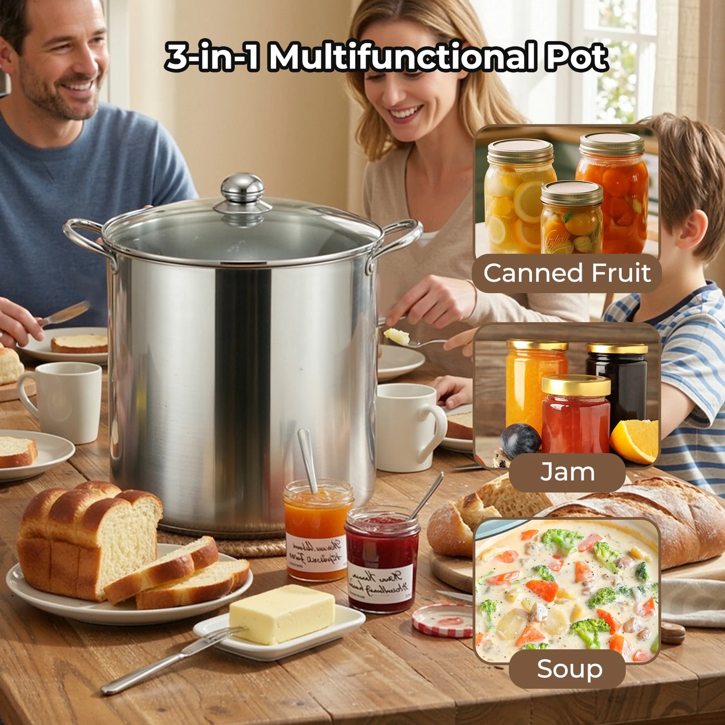 21.5QT Canning Supplies Starter Kit, 11PCS Stainless Steel Water Bath Canner Pot with Tempered Glass Lid, Wide Mouth Funnel, Jar Lifter, Heat-Resistant Gloves