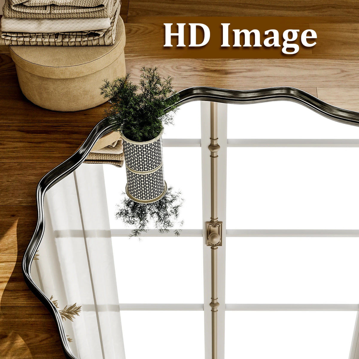 Decorative Wavy Round Bathroom Mirror with Deep Frame