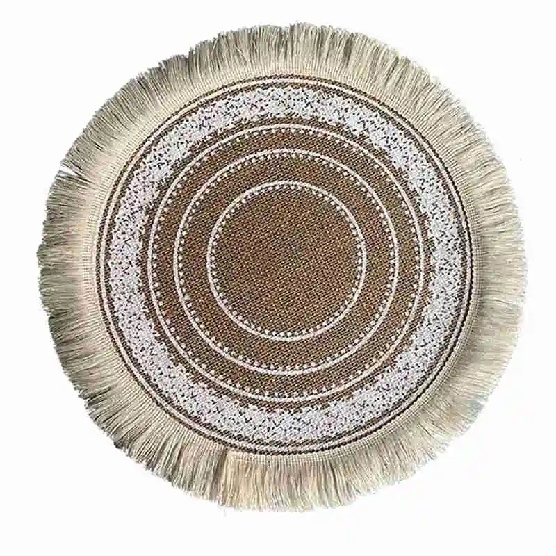 Handmade Cotton Woven Placemats with Boho Rustic Theme with Modern Farmhouse Fringe for Kitchen Dining Table
