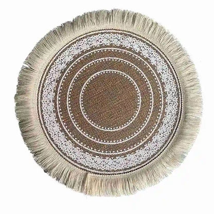 Handmade Cotton Woven Placemats with Boho Rustic Theme with Modern Farmhouse Fringe for Kitchen Dining Table