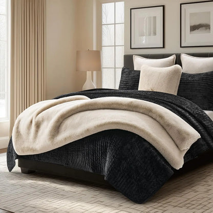 Faux Chinchilla Fur Throw Blanket, 60"x80", Birch Mink
