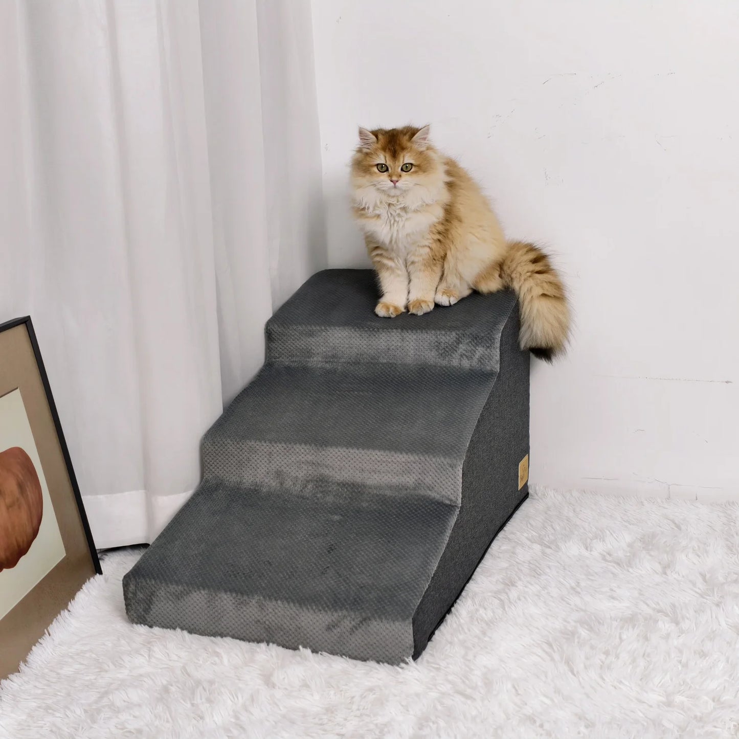 3/4 Step Dog Stairs with Washable Cover, Non-Slip