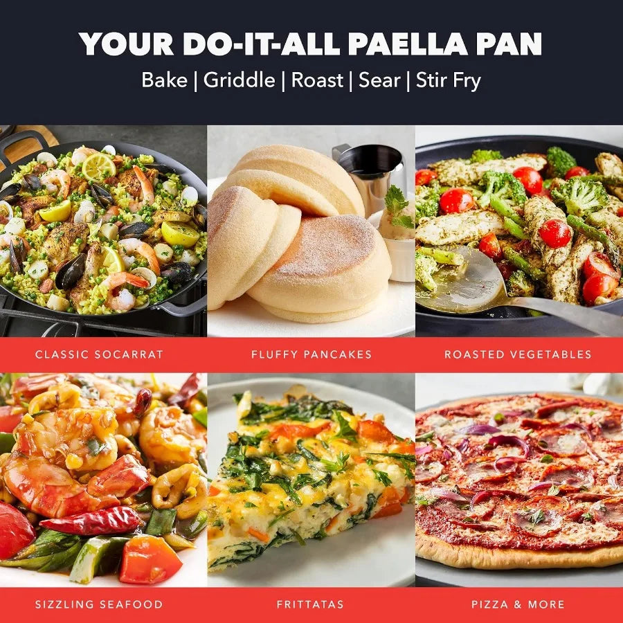 15 Carbon Steel PreSeasoned Paella Pan for Authentic Spanish Rice or Seafood