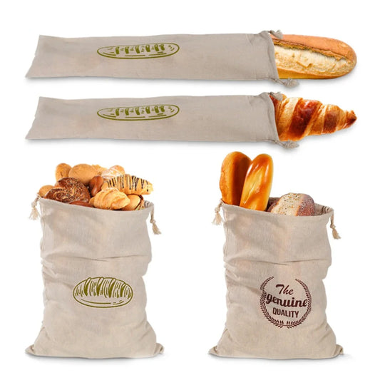 Linen Bread Bags with Drawstring For Loaf, Homemade Artisan Bread Storage,Reusable