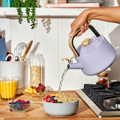 Beautiful 1.8L Ceramic Non-Stick Stovetop Tea Kettle, Sage Green by Drew Barrymore