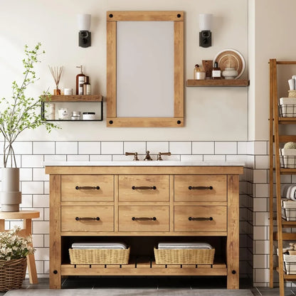 Farmhouse Bathroom Shelves Over Toilet, Set of 2, 16 inch, Rustic Brown, Wall Mounted Floating Shelf for Storage