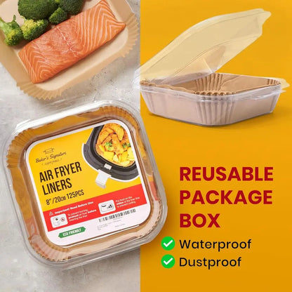 Disposable Liners, 125Pcs Air Fryer, Non-Stick and Oil Proof, 8” Square or 5-8 qt Basket
