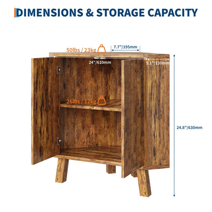 Farmhouse Corner Storage Cabinet with Adjustable Shelf, Industrial Wooden Corner Table