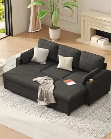 Sofa Bed Sleeper w/Pull Out and Storage,USB, Cup Holder
