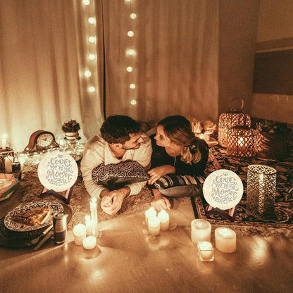 Engraved Moon Lamp, 16 Colors, Romantic Fall Decor Piece with Remote Control and Wooden Base 5.9 inch
