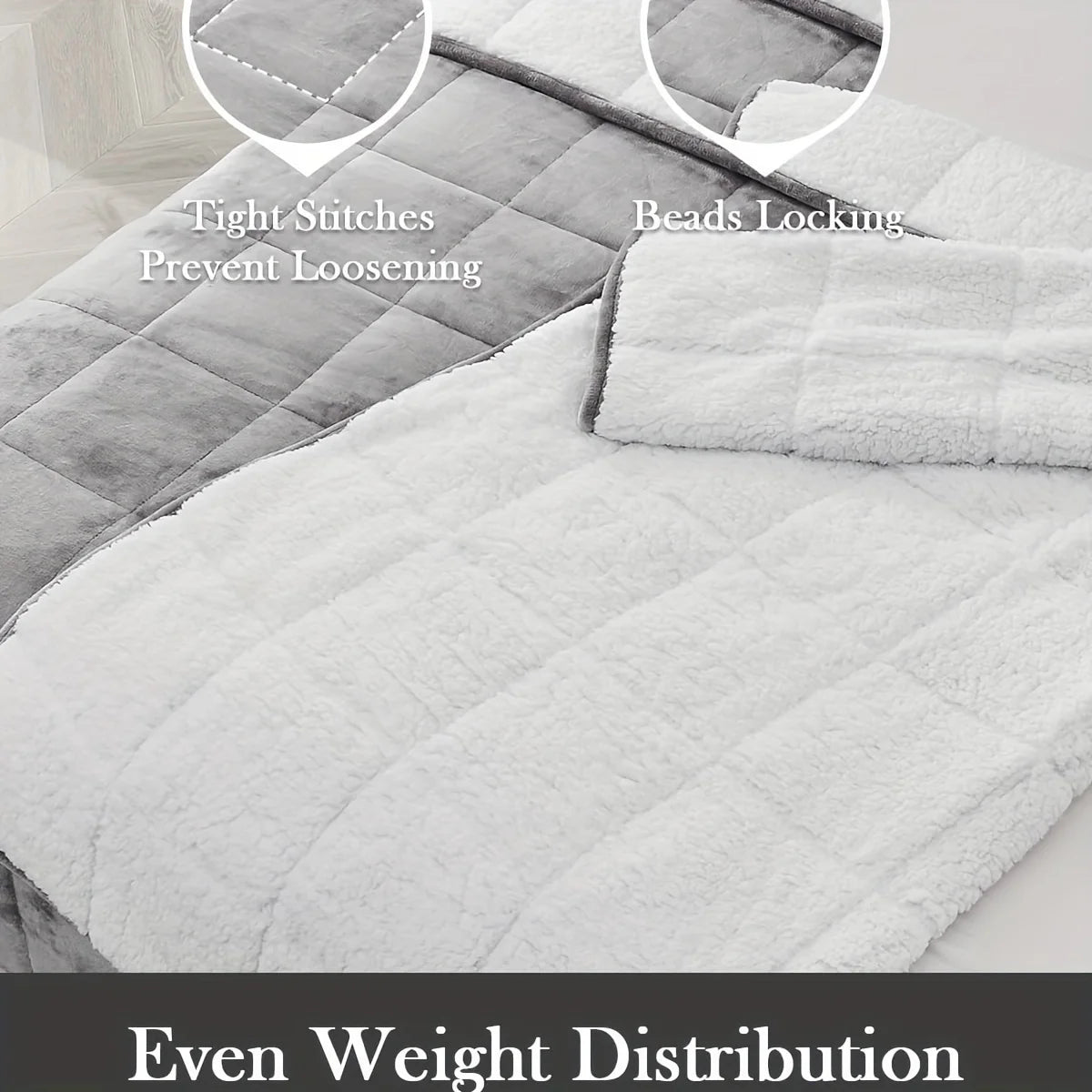 Cozy Fleece Weighted Blanket – 15 lb, Queen Size (60" x 80") – Gray Fuzzy Texture