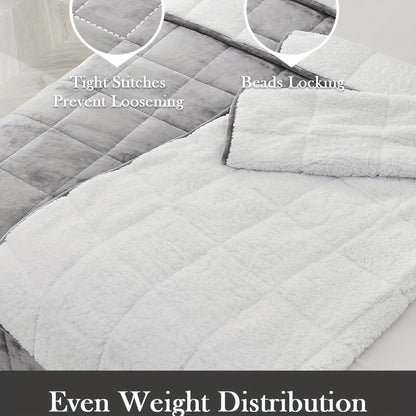 Cozy Fleece Weighted Blanket – 15 lb, Queen Size (60" x 80") – Gray Fuzzy Texture