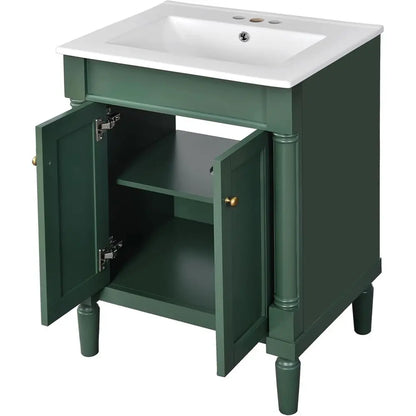 24" Bathroom Vanity with Sink, 2-Door Cabinet, Undermount Sink
