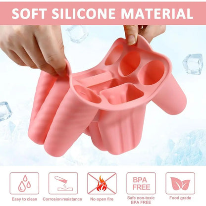 9 Cavity Silicone Ice Pop Molds, Easy-Release, BPA-Free with 50 PCS Sticks