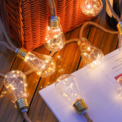 1pack solar retro hemp rope string light, 38.1/18.1FT outdoor string light, 10 modes, automatic switch