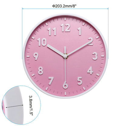 8 Inch 3D Quartz Wall Clock , Battery Operated Silent Non-Ticking