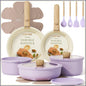 19-Piece Nonstick Cookware Set with Detachable Handles, Space-Saving, Oven & Fridge Safe